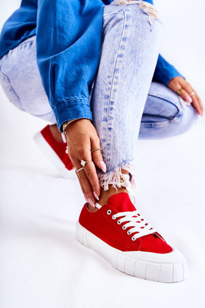 Жіночі кросівки на платформі червоні 