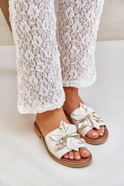 Сандалі З Декорацією Природна Шкіра Зазу 3667 Білі