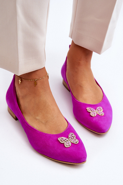 Шкіряні балетки з золотисто-білими прикрасами Zazoo 2885