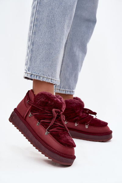 Низькі зимові чоботи з хутром D.Franklin DFSH370011 бордові