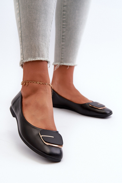 Жіночі балетки з екошкіри з декором Black Edoslli