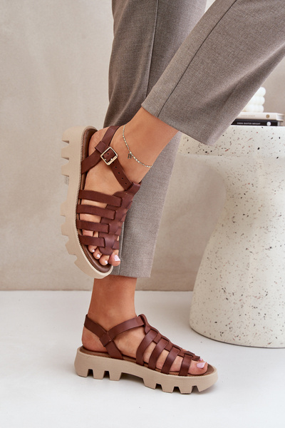 Шкіряні Жіночі Сандалі Zazoo 3695 Коричневі