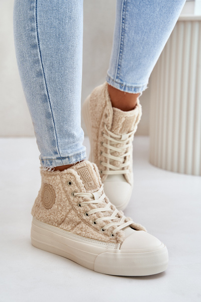 Утеплені жіночі кросівки з овчиною типу Big Star OO274A444 Бежеві