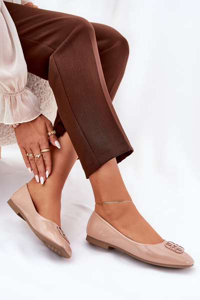 Лакові Елегантні Балерини Для Жінок З Декоративним Елементом Бежеві Vinceza 17377