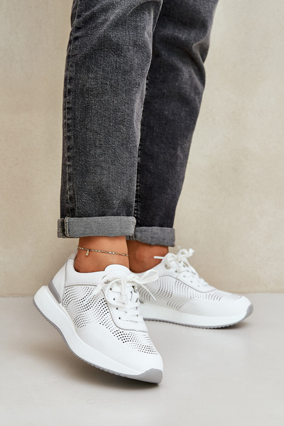 Шкіряне Спортивне Взуття Жіночі Кросівки S.Barski LR51-551 Білі