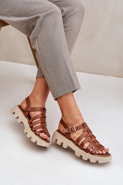 Шкіряні жіночі сандалі Zazoo 3695 Верблюд