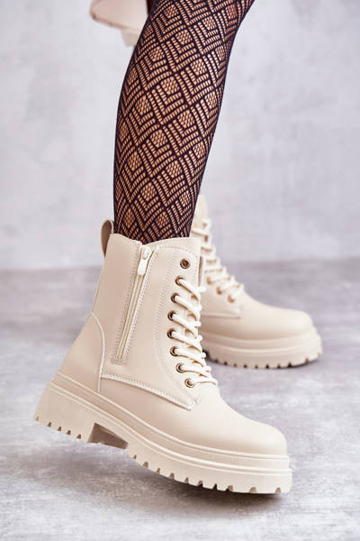 Жіночі теплі шкіряні чоботи Dorchen світло-бежеві