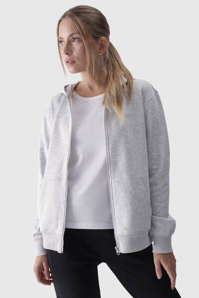 Жіноча толстовка на блискавці бавовна 4F сіра 4FWMM00TSWSF1467-27M