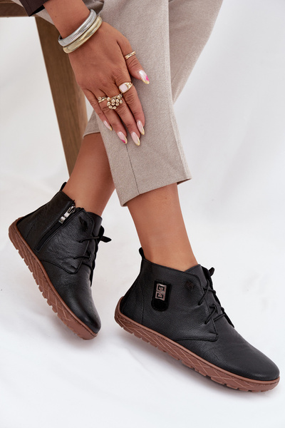 Шкіряні жіночі босоніжки Barefoot з декоративним елементом Zazoo 30072 Чорні