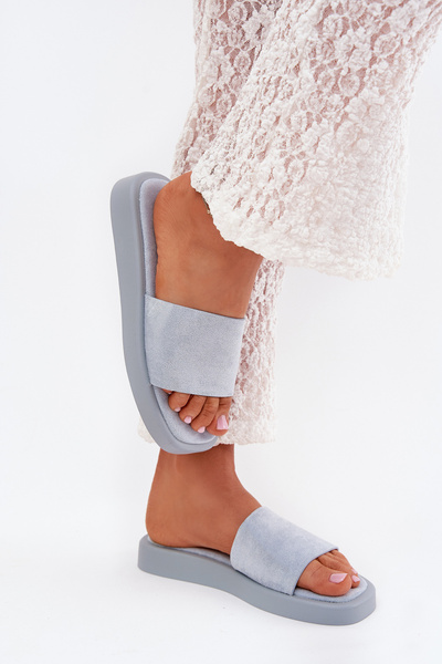 Жіночі Сандалі На Платформі З Еко Замші Світло-сині Jorina