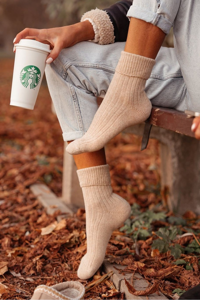 Жіночі Вовняні Шкарпетки Бежеві