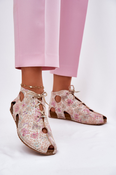 Візерункові Шкіряні Чоботи Maciejka 03426-48 Бежеві