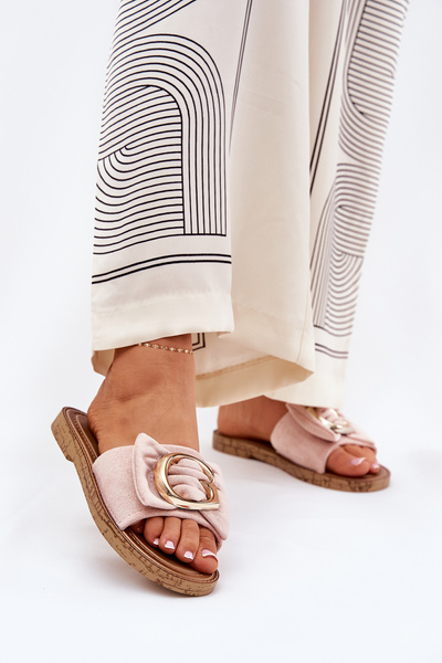 Плоскі Жіночі Сандалі З Декоративною Деталлю Рожеві Nellodra