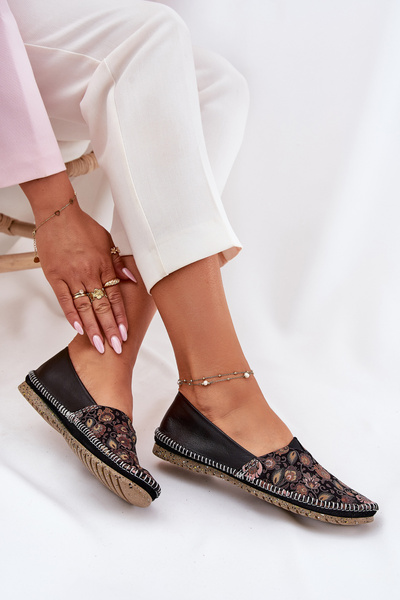 Шкіряні Візерункові Балетки Maciejka T1929-71 Чорні