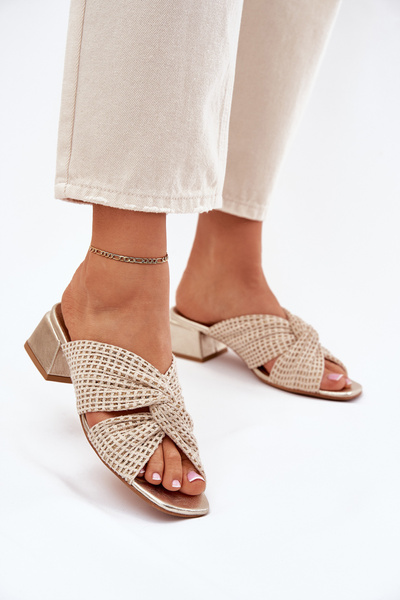 Жіночі Сандалі На Каблуку Maciejka 06955-25 Бежево-Золоті