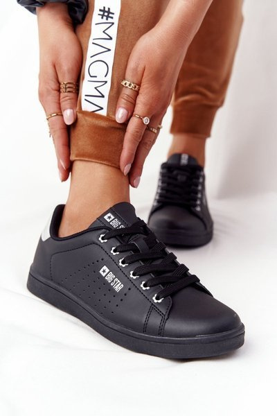 Жіночі шкіряні кросівки BIG STAR DD274586 чорно-сріблясті