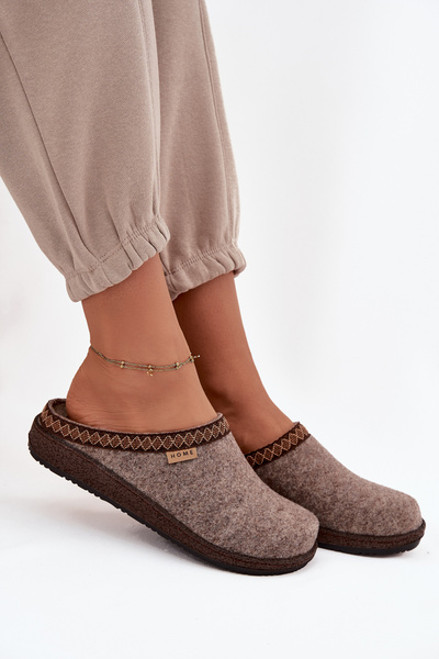 Жіночі тапочки з вишивкою Inblu NL000009 Темно-бежеві