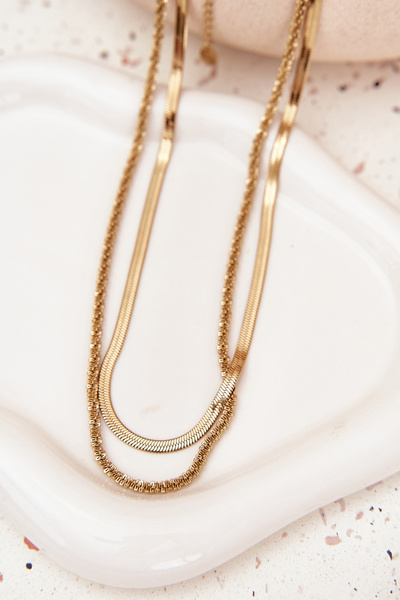 Подвійний ланцюжок із хірургічної сталі золотий