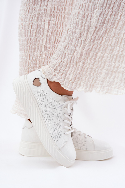 Жіночі Шкіряні Кросівки На Платформі Vinceza 88018 Білі