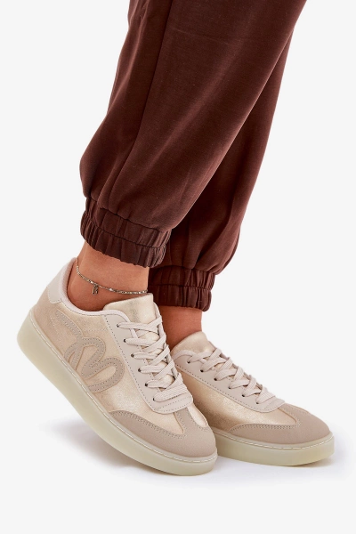 Низьке Спортивне Взуття Для Жінок З Еко Шкіри Золото-Бежеві Iladira