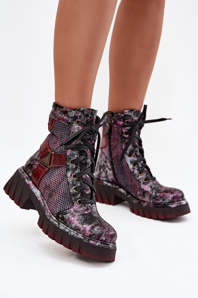 Шкіряні робочі черевики жіночі Maciejka 07072-23 бордо