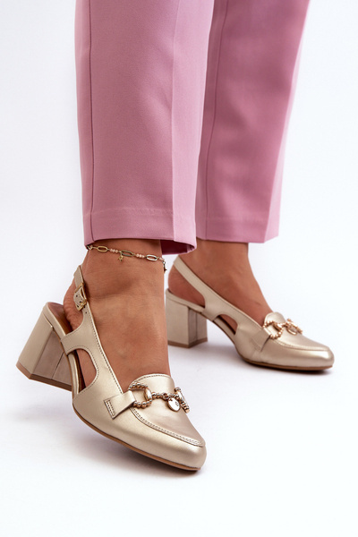 Шкіряні босоніжки на підборах Maciejka 06419-25 золото