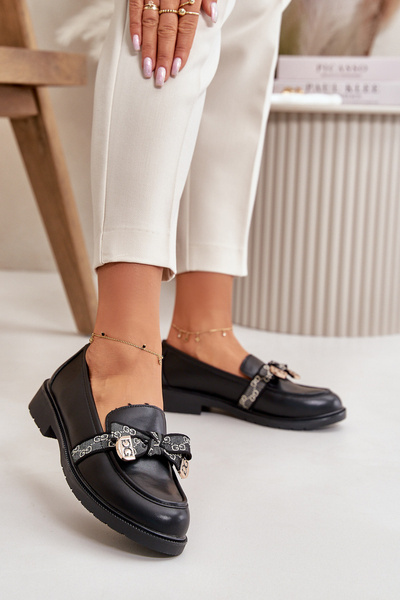Жіночі мокасини з бантом S.Barski HY42-331 Чорні