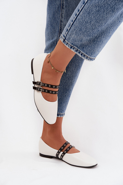 Жіночі Балерини З Ремінцями Білий Deliora