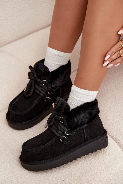 Жіночі зимові чоботи з натуральної замші D.Franklin DFSH375006 Чорні