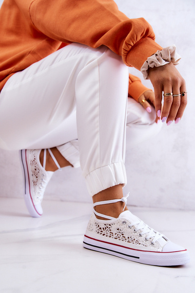 Жіночі тканинні кросівки з ажуром White Venture 