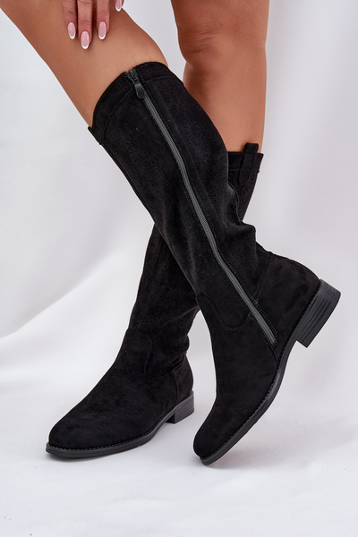 Чоботи З Перфорованою Штангою На Плоскому Підборі S.Barski HY51-860 Чорні