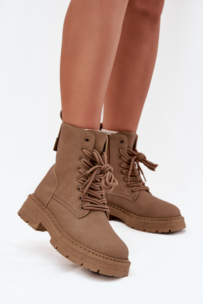 Жіночі Чоботи Робітники На Блискавці Темно-бежеві Tirina