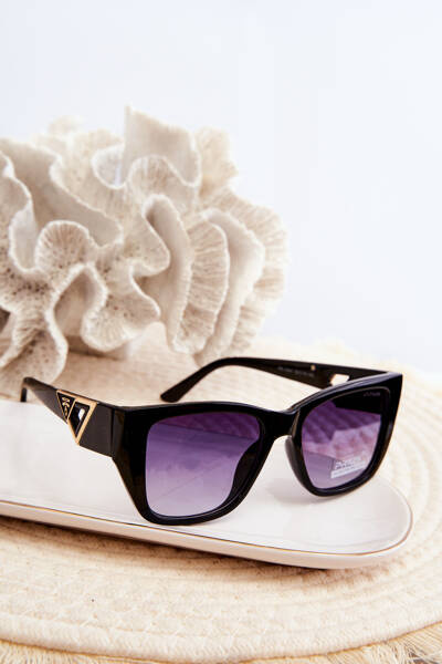 Жіночі класичні сонцезахисні окуляри з декоративними деталями UV400 чорного кольору