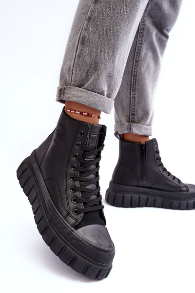 Шкіряні кросівки на блискавці Big Star MM274625 Чорні 