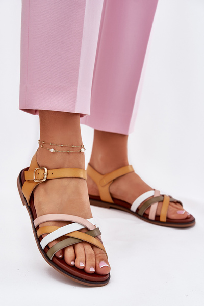 Жіночі сандалі з переплетеними ремінцями SK090H жовті Sergio Leone