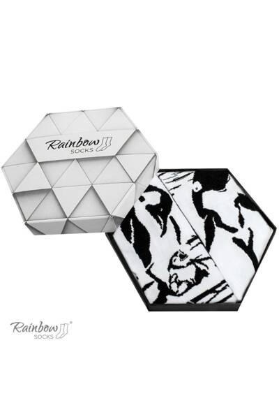 Веселкові шкарпетки з мотивами тварин, пінгвін косатка, чорно-білі 2 пари