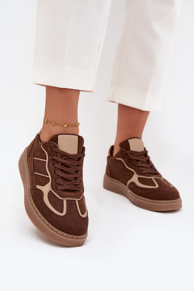 Низькі жіночі кросівки коричневі Brenelle