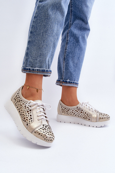 Шкіряні напівчеревики на платформі бежеві Hypnosis