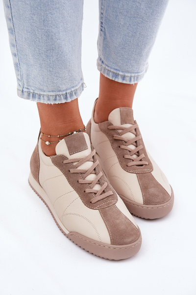 Жіноче Спортивне Взуття З Шкіри Бежеве Лаура Мессі 2935