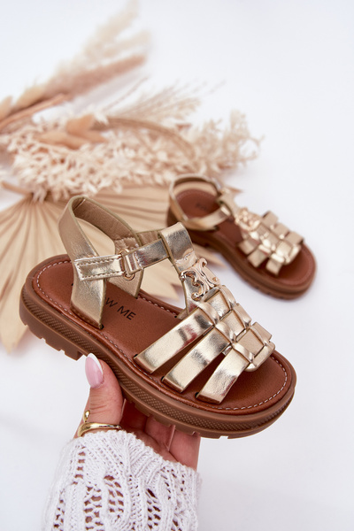 Дівчачі Сандалі З Декоративною Деталлю Золоті Serina