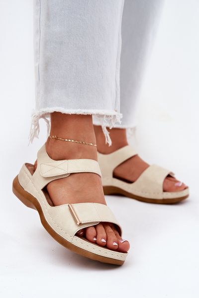 Зручні жіночі сандалі на велкро золоті Iphiope