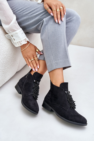 Теплі черевики з декором на блискавці чорні S.Barski HY42-715