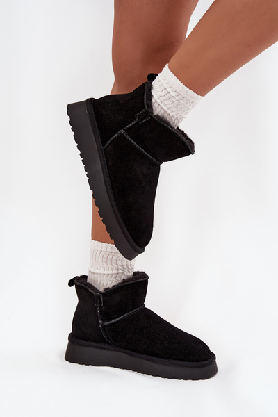 Снігоступи з натуральної замші з хутром Vinceza 97961 Чорні