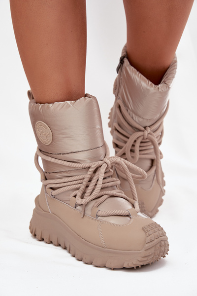 Шкіряні зимові чоботи на платформі Lee Cooper LCJ-25-12-3663 бежево-золоті