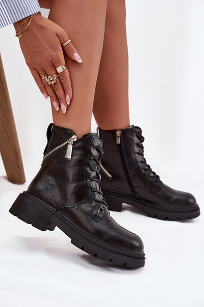 Шкіряні жіночі робочі черевики з ізоляцією Big Star SS274452 Чорні