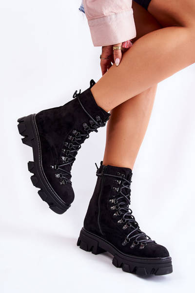 Теплі замшеві чоботи Worker Tied Black Pierro