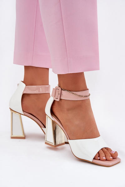 Лаковані Жіночі Сандалі На Каблуку Vinceza 20266 Білі