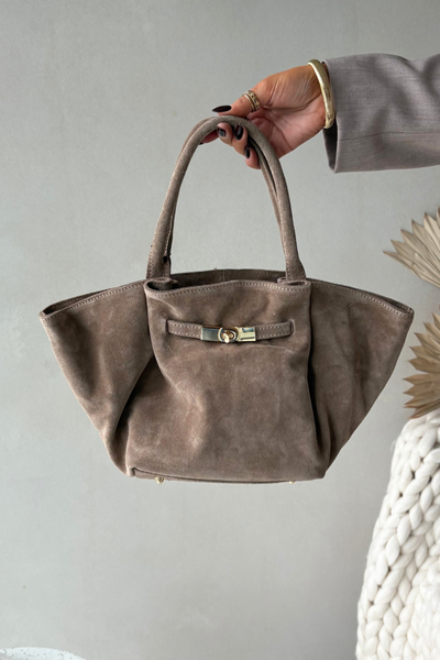 Шкіряна замшева сумка бежова Orselle