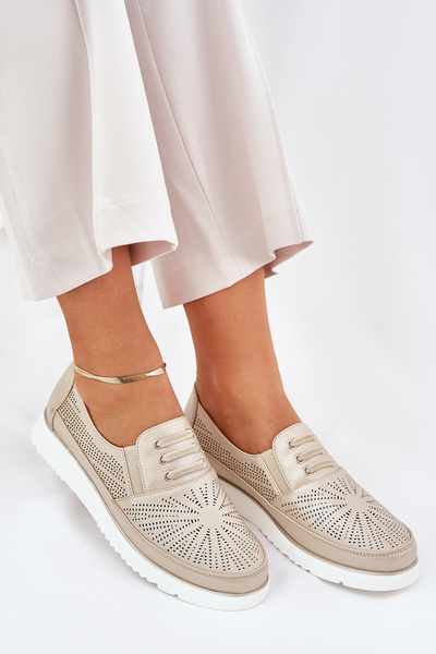 Жіночі Черевики Без Зав'язок Перфоровані Золоті Azethia