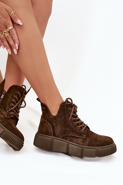 Замшеві Низькі Жіночі Чоботи На Платформі Big Star SS274595 Коричневі